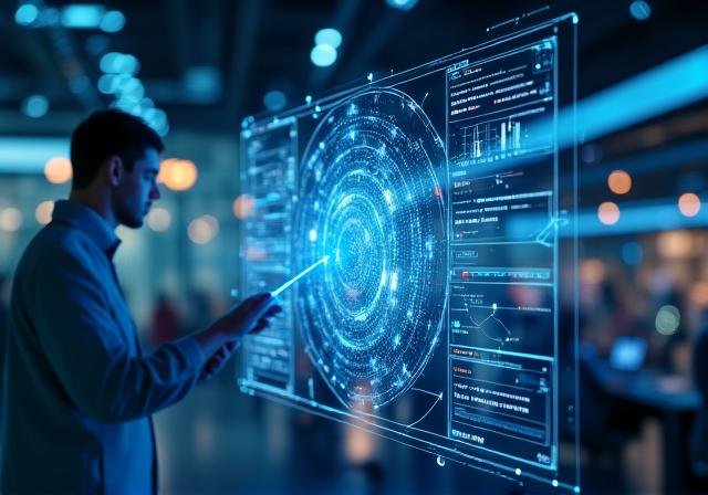 Analisi di dati complessi con interfaccia AI futuristica